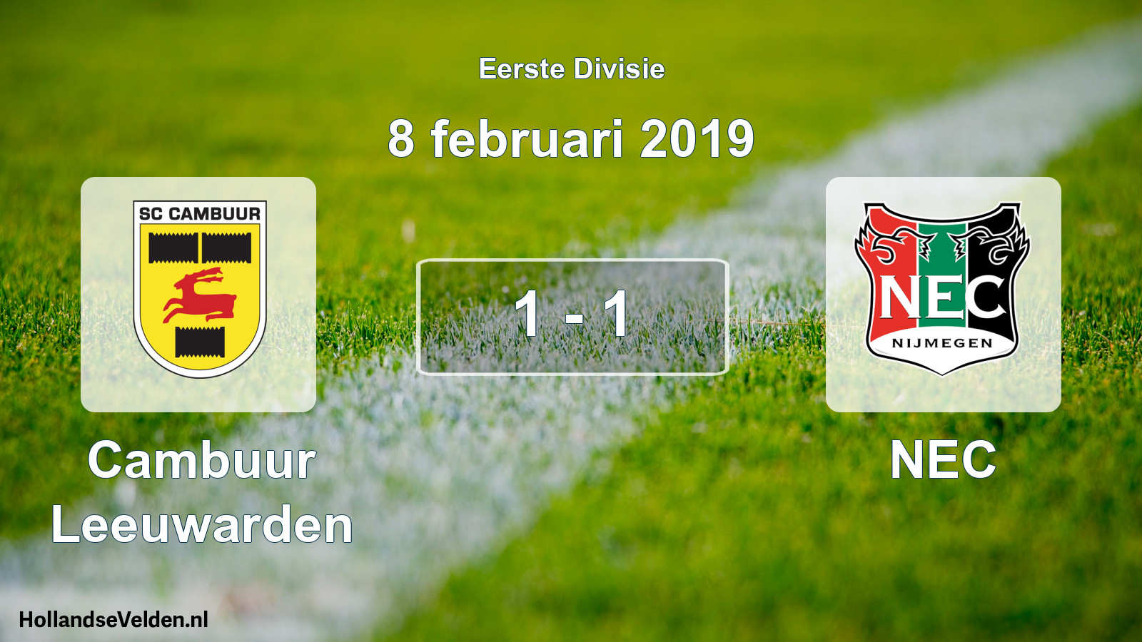 Total number of matches played: Cambuur Leeuwarden - NEC 1 - 1 (8 February 2019)
