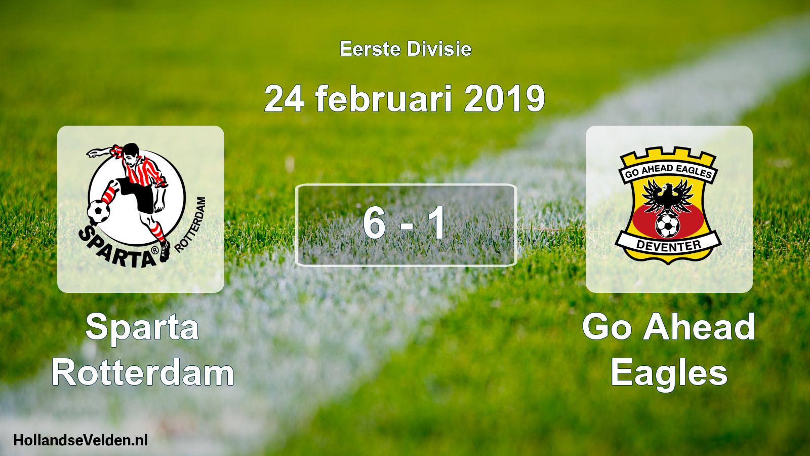 Total number of matches played: Sparta Rotterdam - Go Ahead Eagles 6 - 1 (24 February 2019)