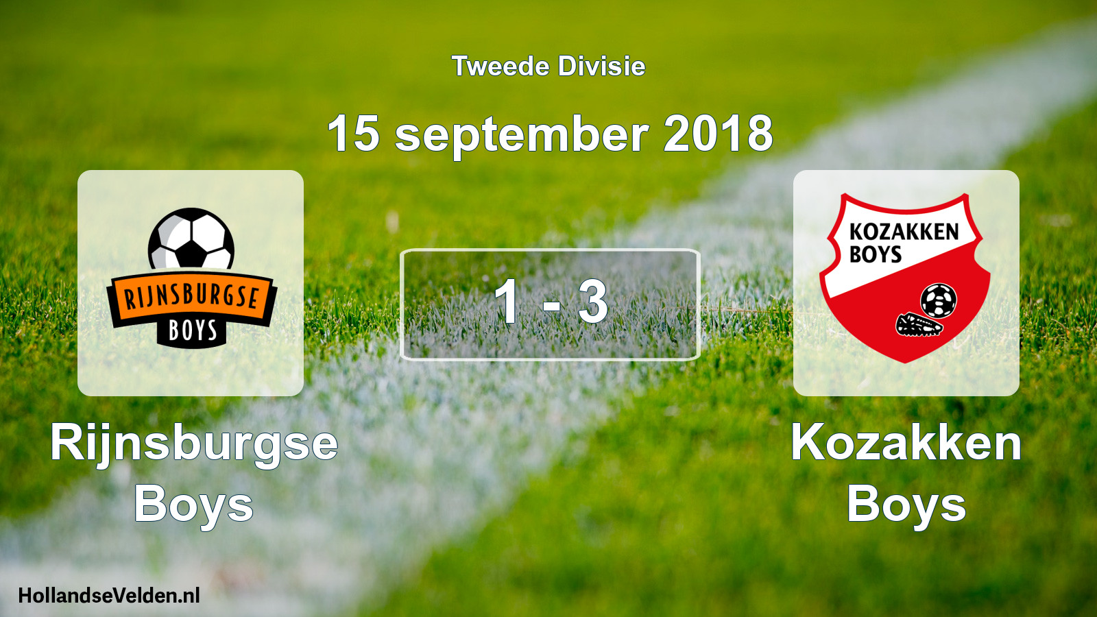 Total number of matches played: Rijnsburgse Boys - Kozakken Boys 1 - 3 (15 September 2018)
