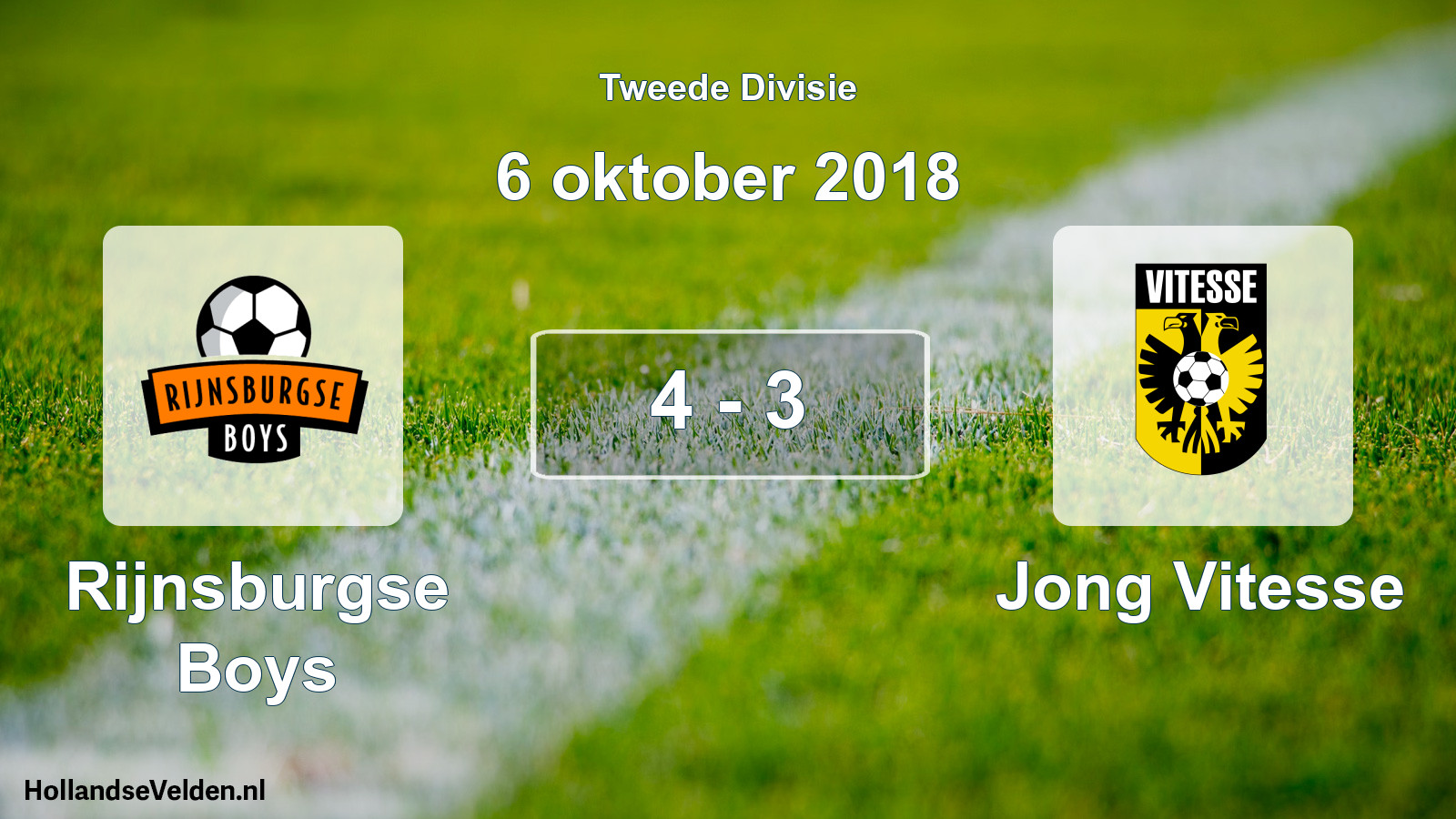 Total number of matches played: Rijnsburgse Boys - Jong Vitesse 4 - 3 (6 October 2018)