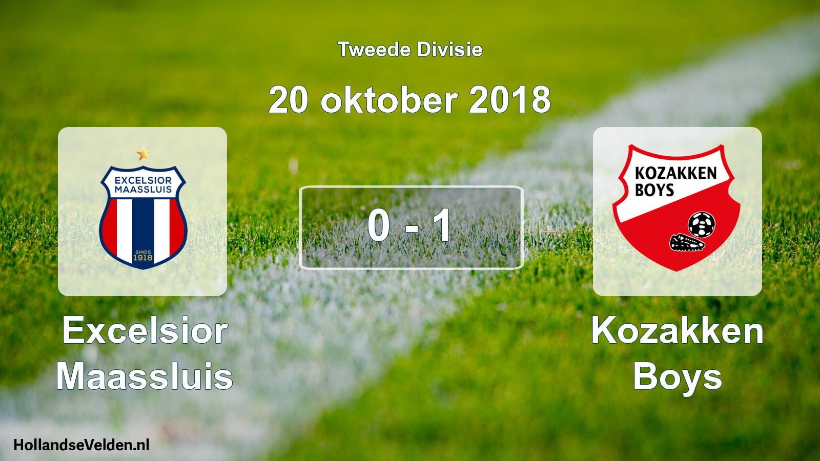 Total number of matches played: Excelsior Maassluis - Kozakken Boys 0 - 1 (20 October 2018)