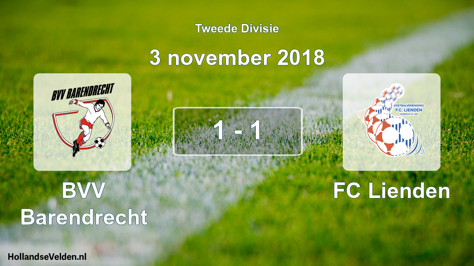Total number of matches played: BVV Barendrecht - FC Lienden 1 - 1 (3 November 2018)