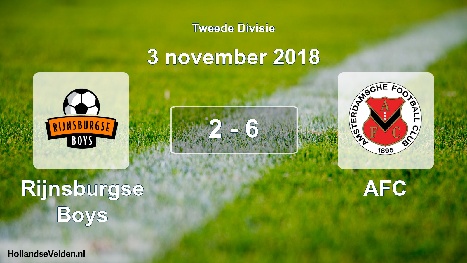 Total number of matches played: Rijnsburgse Boys - AFC 2 - 6 (3 November 2018)