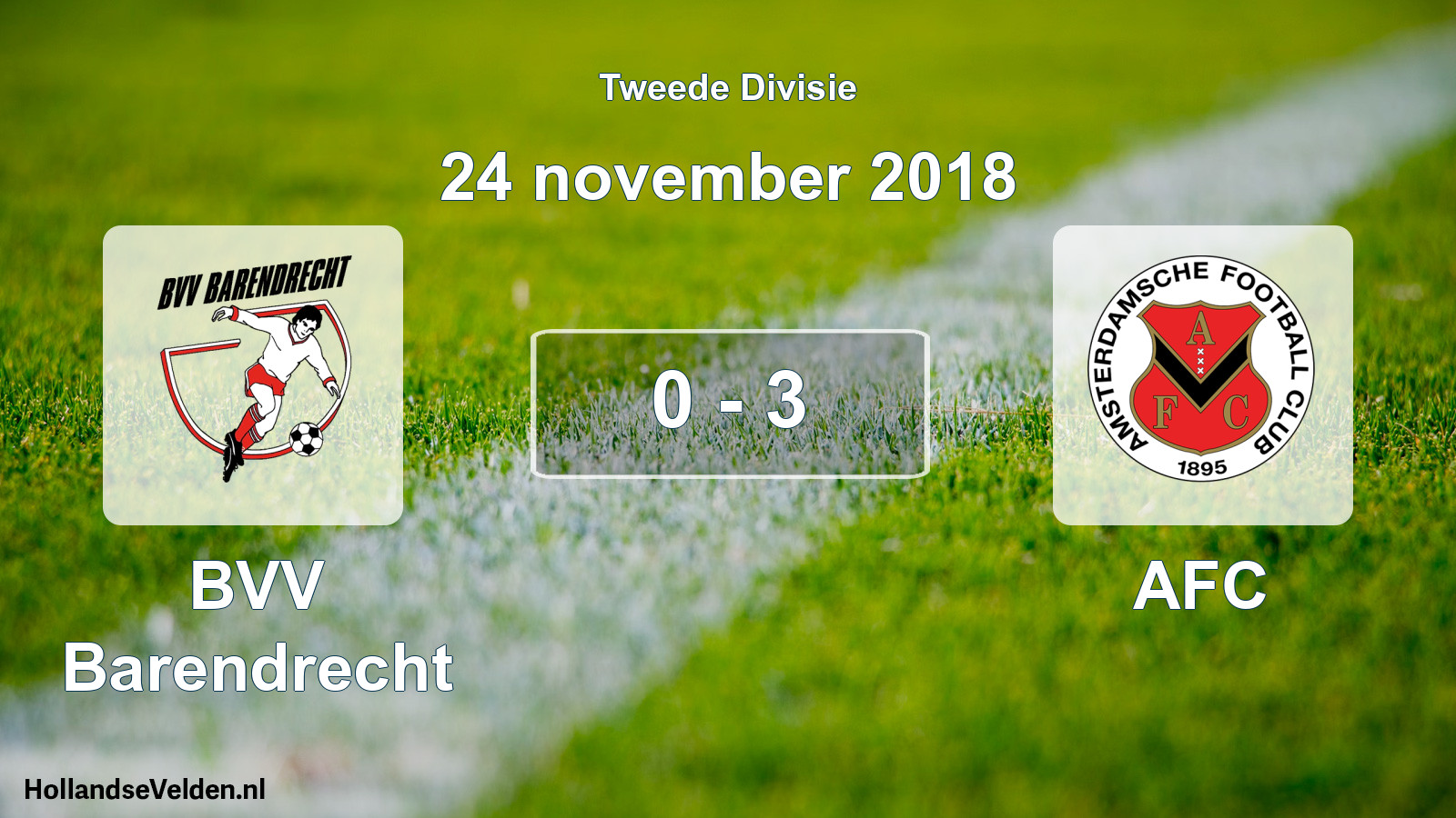 Total number of matches played: BVV Barendrecht - AFC 0 - 3 (24 November 2018)