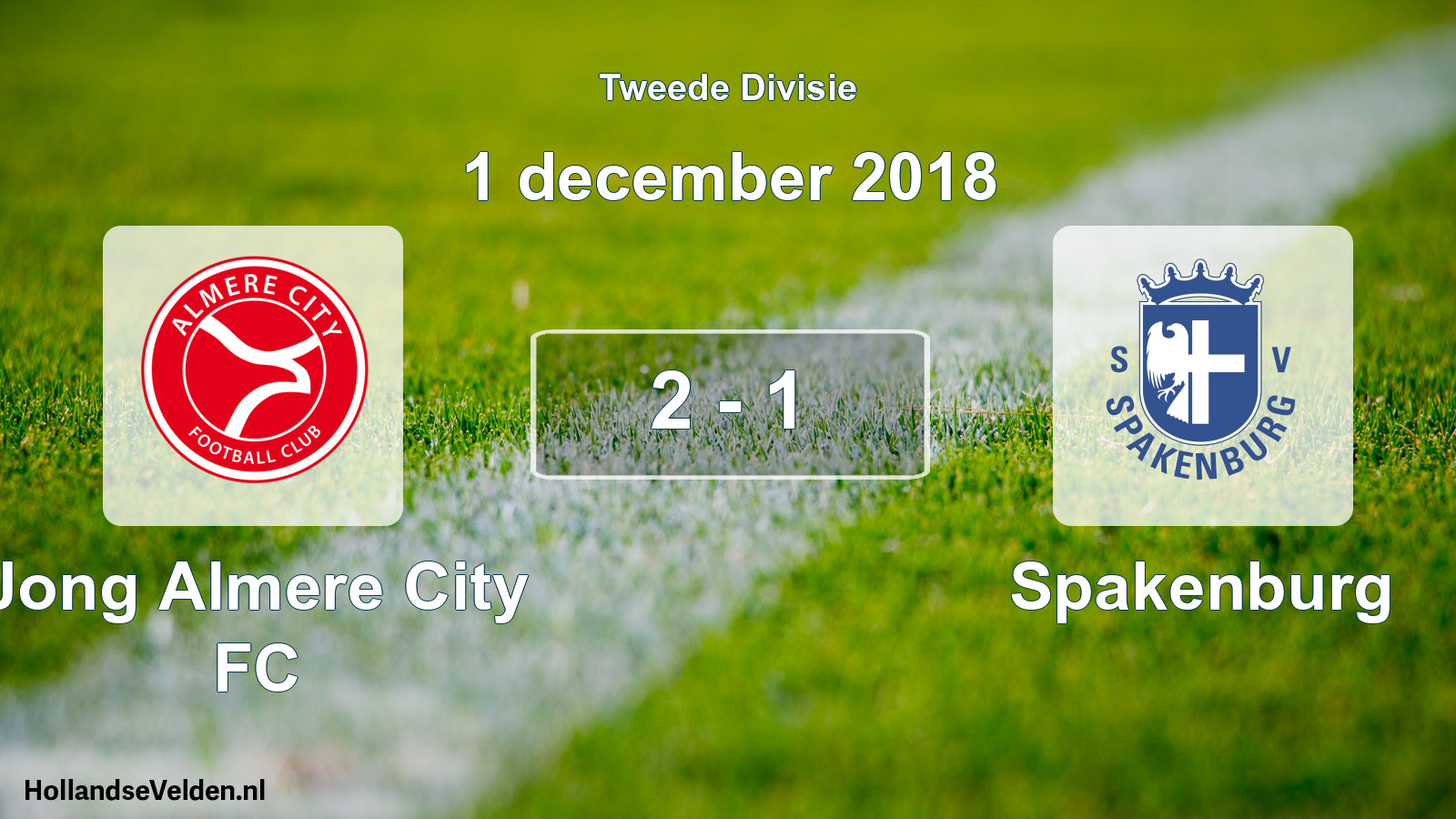 Total number of matches played: Jong Almere City FC - Spakenburg 2 - 1 (1 December 2018)
