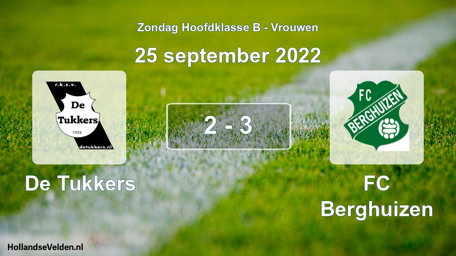 Gespeelde wedstrijd: De Tukkers - FC Berghuizen 2 - 3 (25 september 2022)