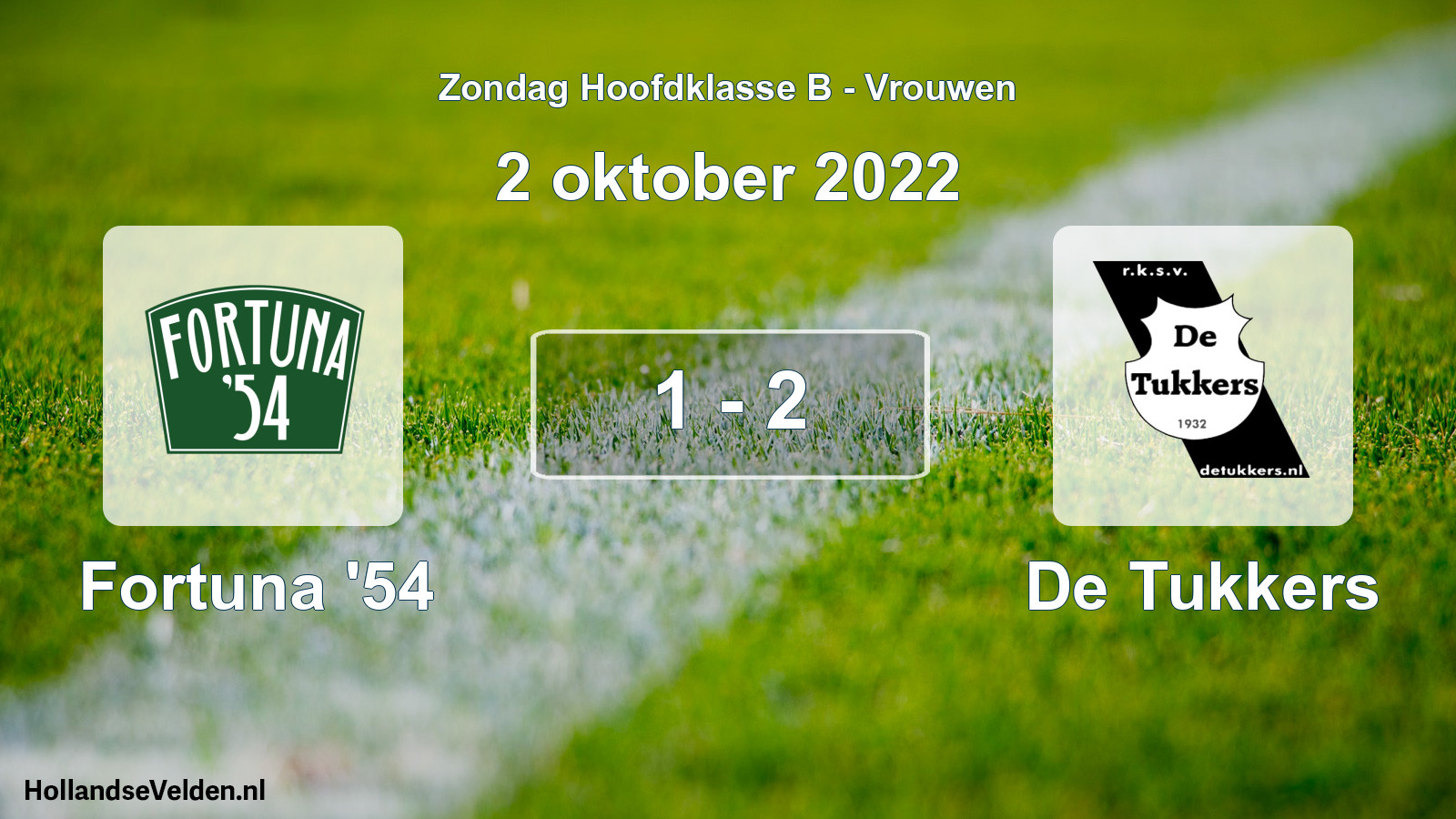 Gespeelde wedstrijd: Fortuna '54 - De Tukkers 1 - 2 (2 oktober 2022)