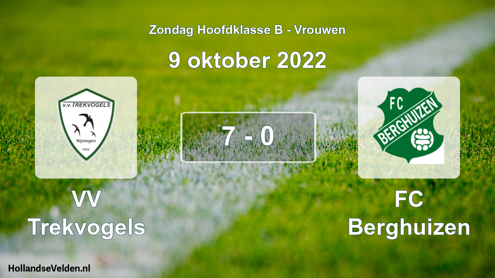 Total number of matches played: VV Trekvogels - FC Berghuizen 7 - 0 (9 October 2022)