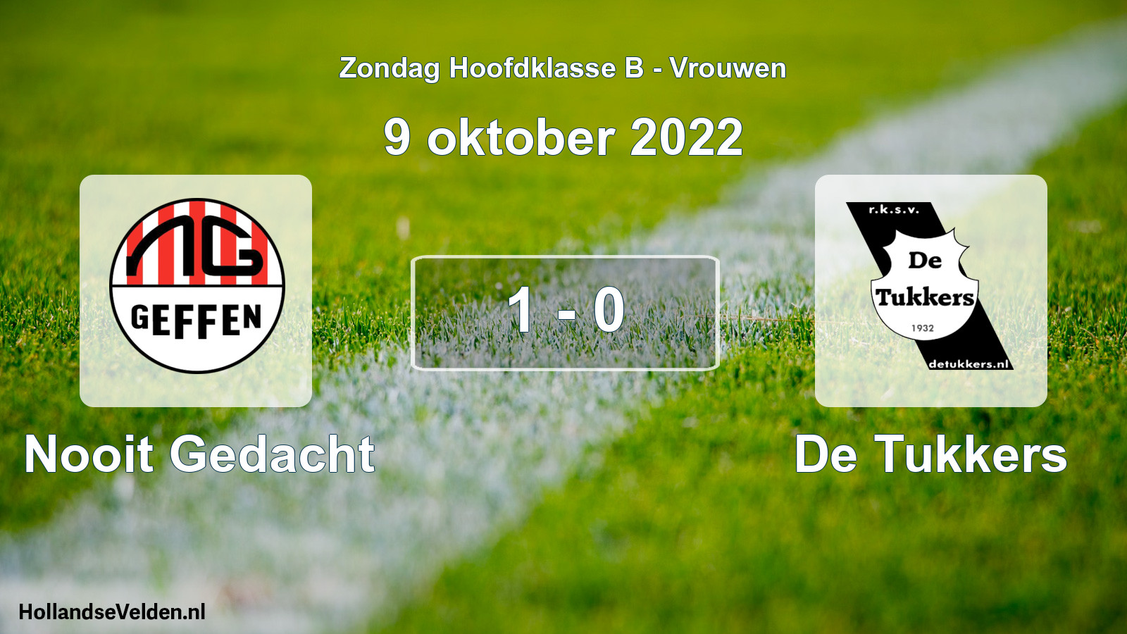 Gespeelde wedstrijd: Nooit Gedacht - De Tukkers 1 - 0 (9 oktober 2022)