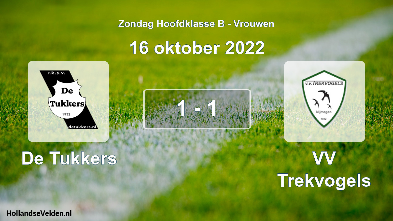 Gespeelde wedstrijd: De Tukkers - VV Trekvogels 1 - 1 (16 oktober 2022)