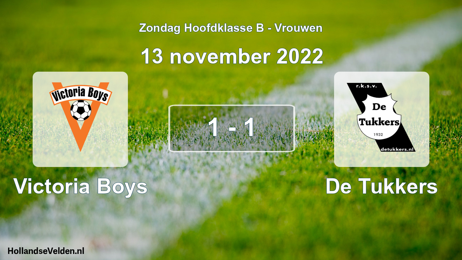 Gespeelde wedstrijd: Victoria Boys - De Tukkers 1 - 1 (13 november 2022)