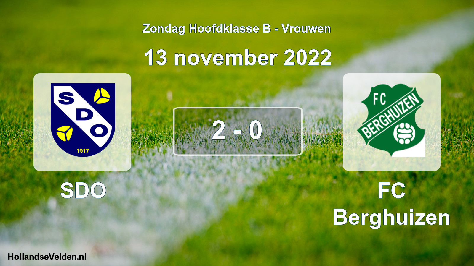 Gespeelde wedstrijd: SDO - FC Berghuizen 2 - 0 (13 november 2022)
