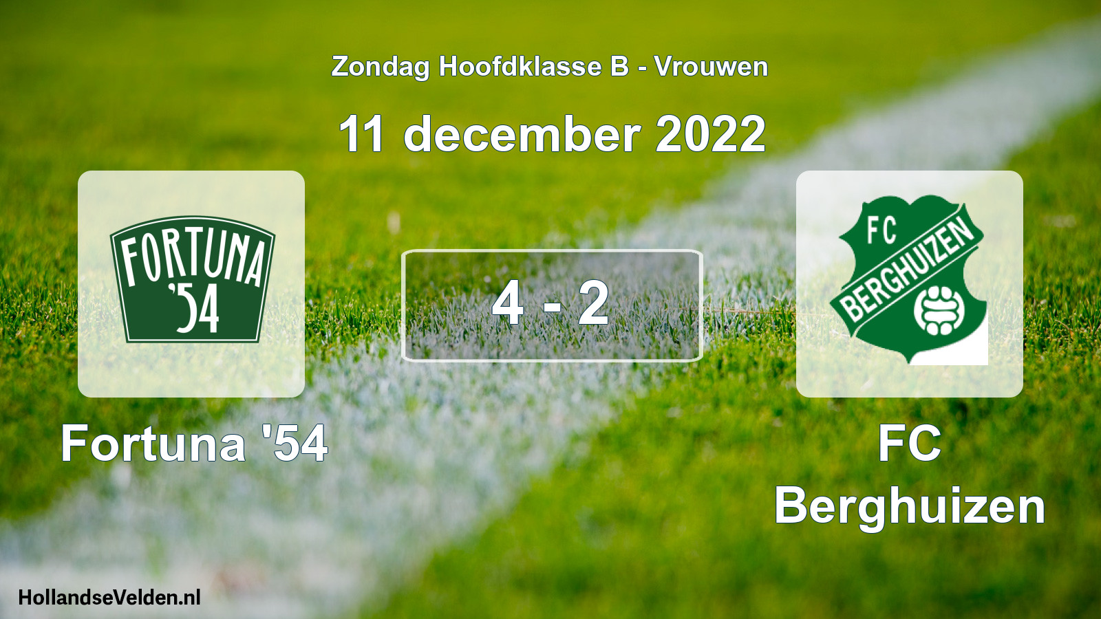Gespeelde wedstrijd: Fortuna '54 - FC Berghuizen 4 - 2 (11 december 2022)