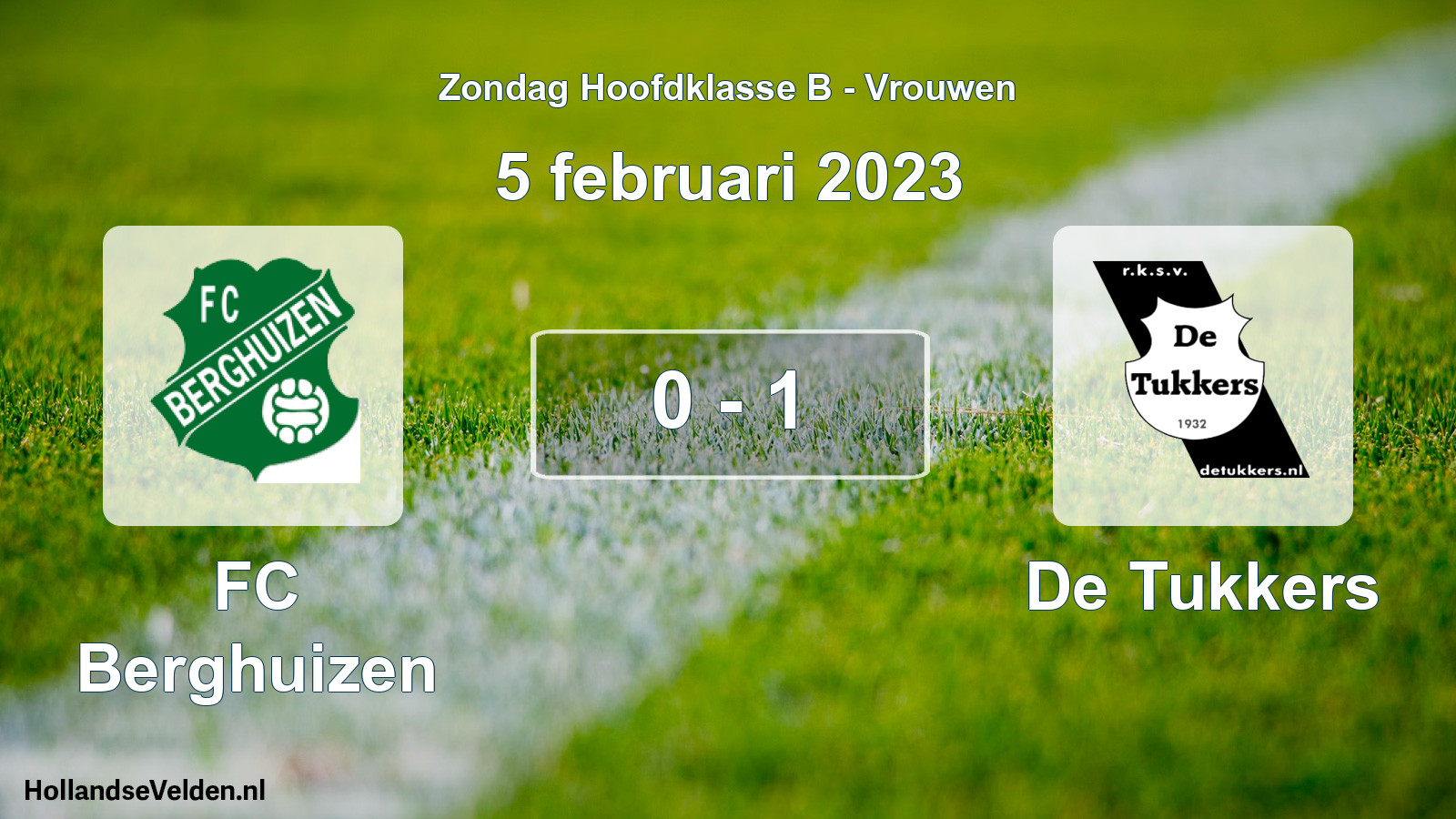 Gespeelde wedstrijd: FC Berghuizen - De Tukkers 0 - 1 (5 februari 2023)