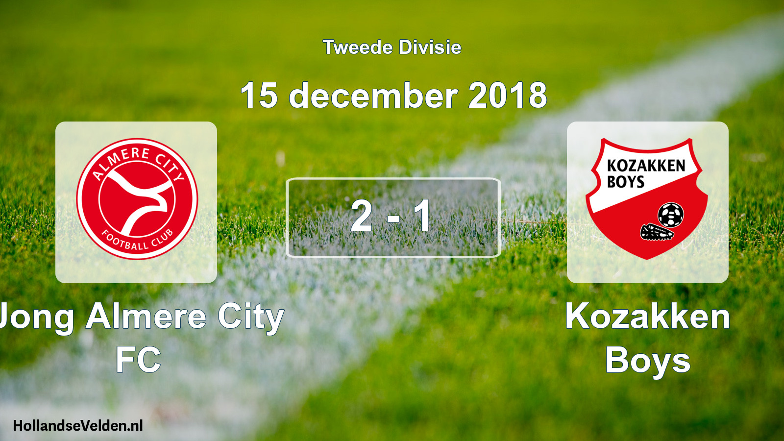 Total number of matches played: Jong Almere City FC - Kozakken Boys 2 - 1 (15 December 2018)