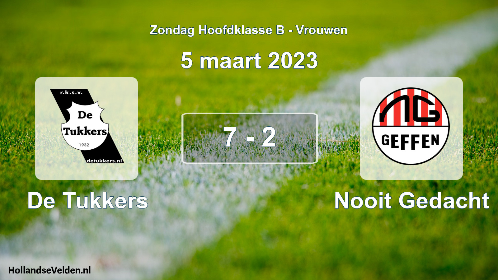 Gespeelde wedstrijd: De Tukkers - Nooit Gedacht 7 - 2 (5 maart 2023)