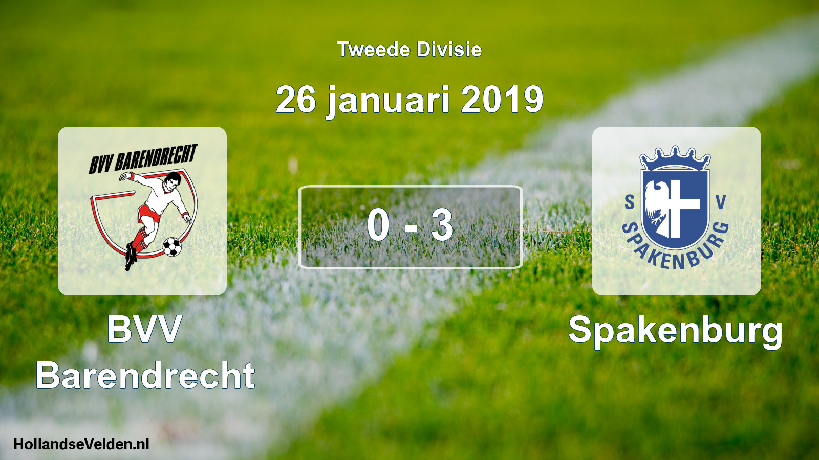 Total number of matches played: BVV Barendrecht - Spakenburg 0 - 3 (26 January 2019)