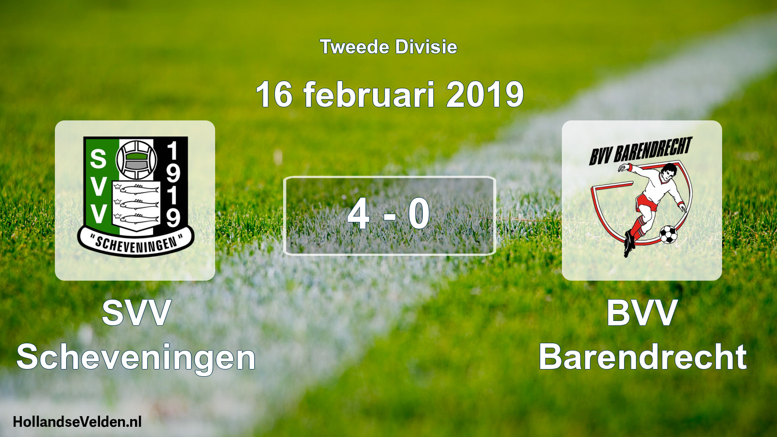 Total number of matches played: SVV Scheveningen - BVV Barendrecht 4 - 0 (16 February 2019)