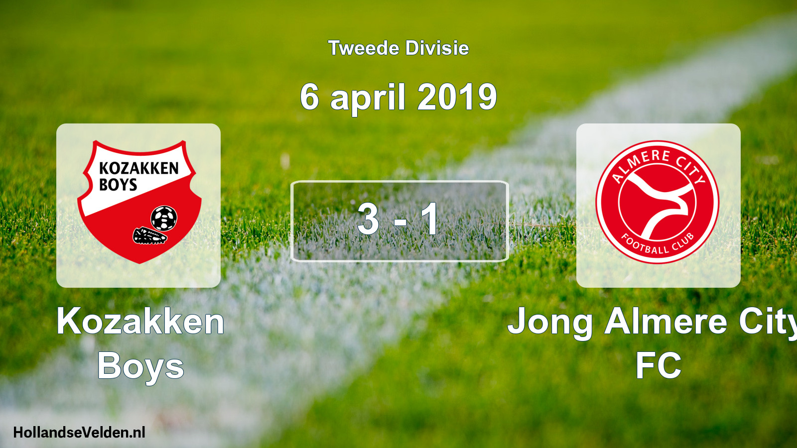Total number of matches played: Kozakken Boys - Jong Almere City FC 3 - 1 (6 April 2019)