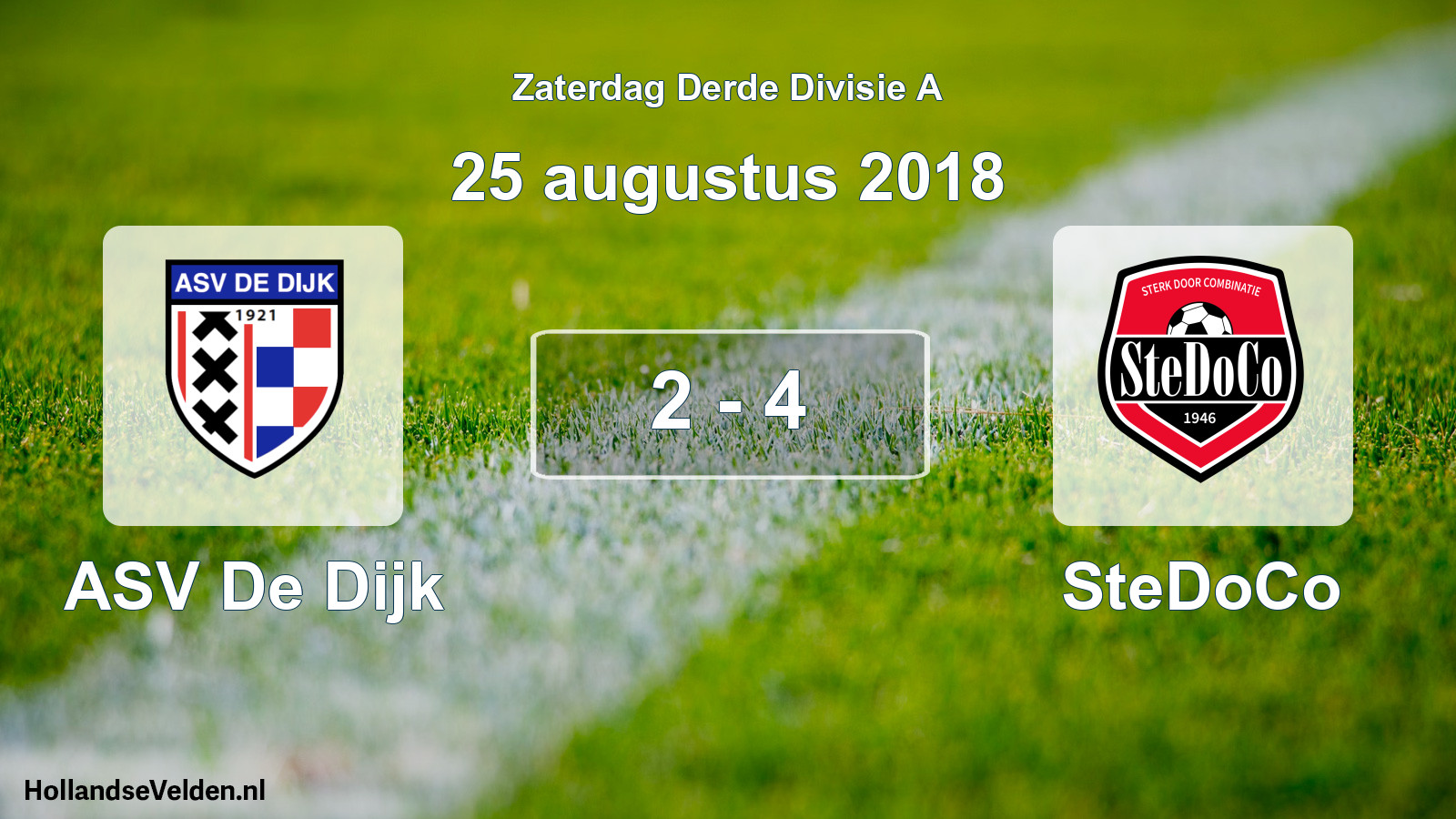 Total number of matches played: ASV De Dijk - SteDoCo 2 - 4 (25 August 2018)