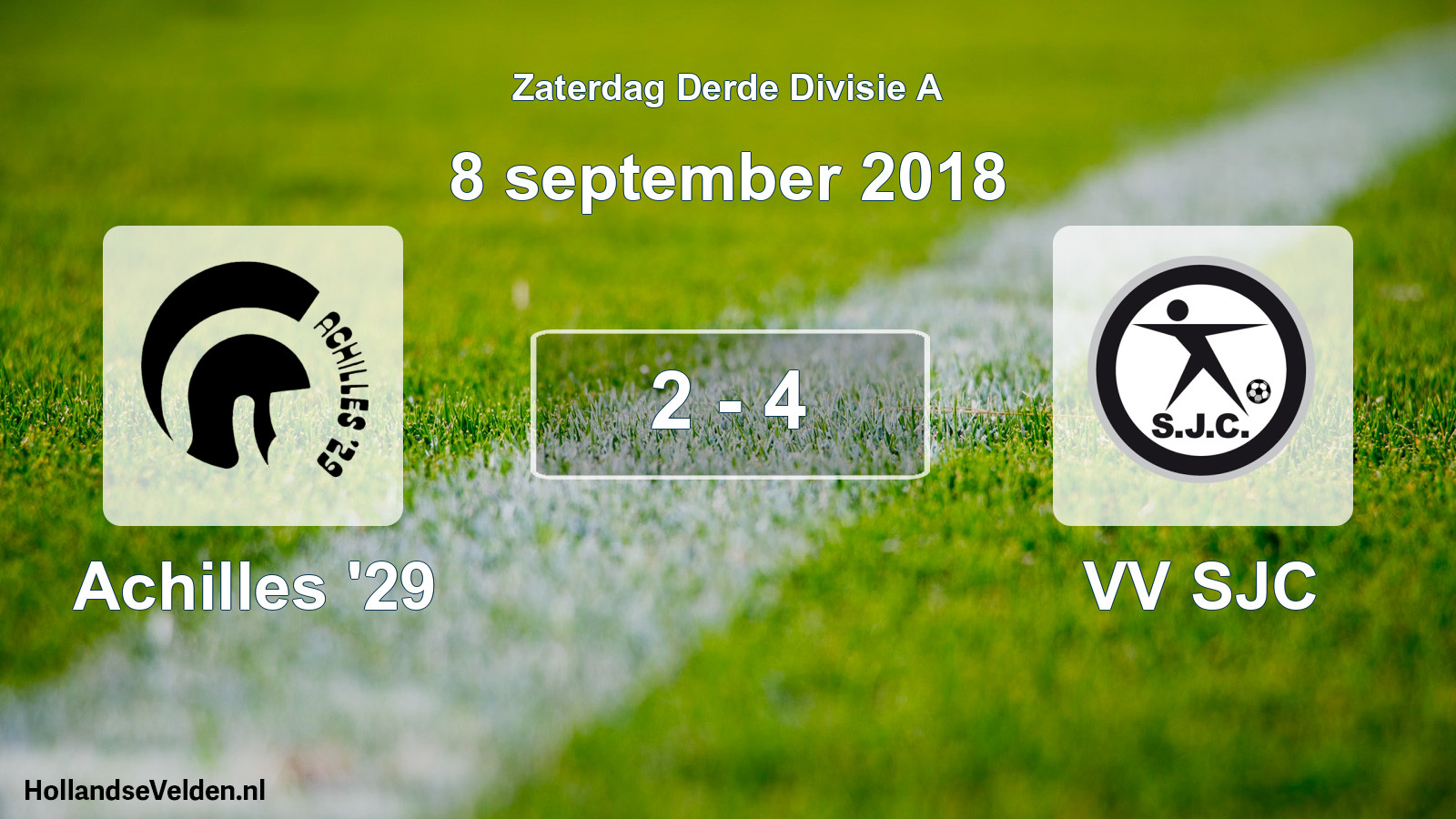 Total number of matches played: Achilles '29 - VV SJC 2 - 4 (8 September 2018)