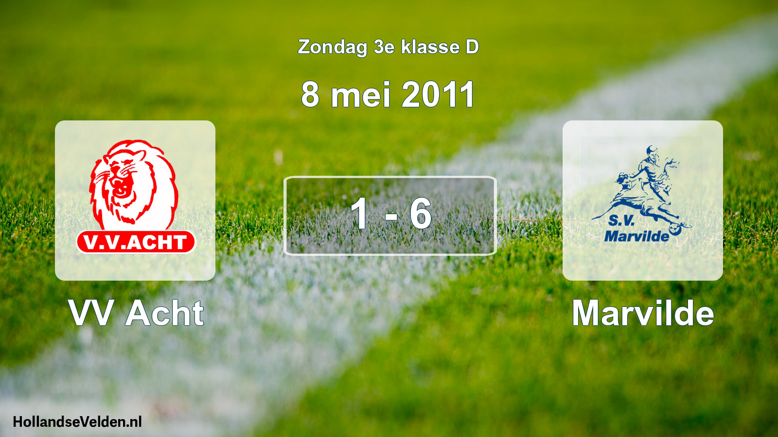 Total number of matches played: VV Acht - Marvilde 1 - 6 (8 May 2011)