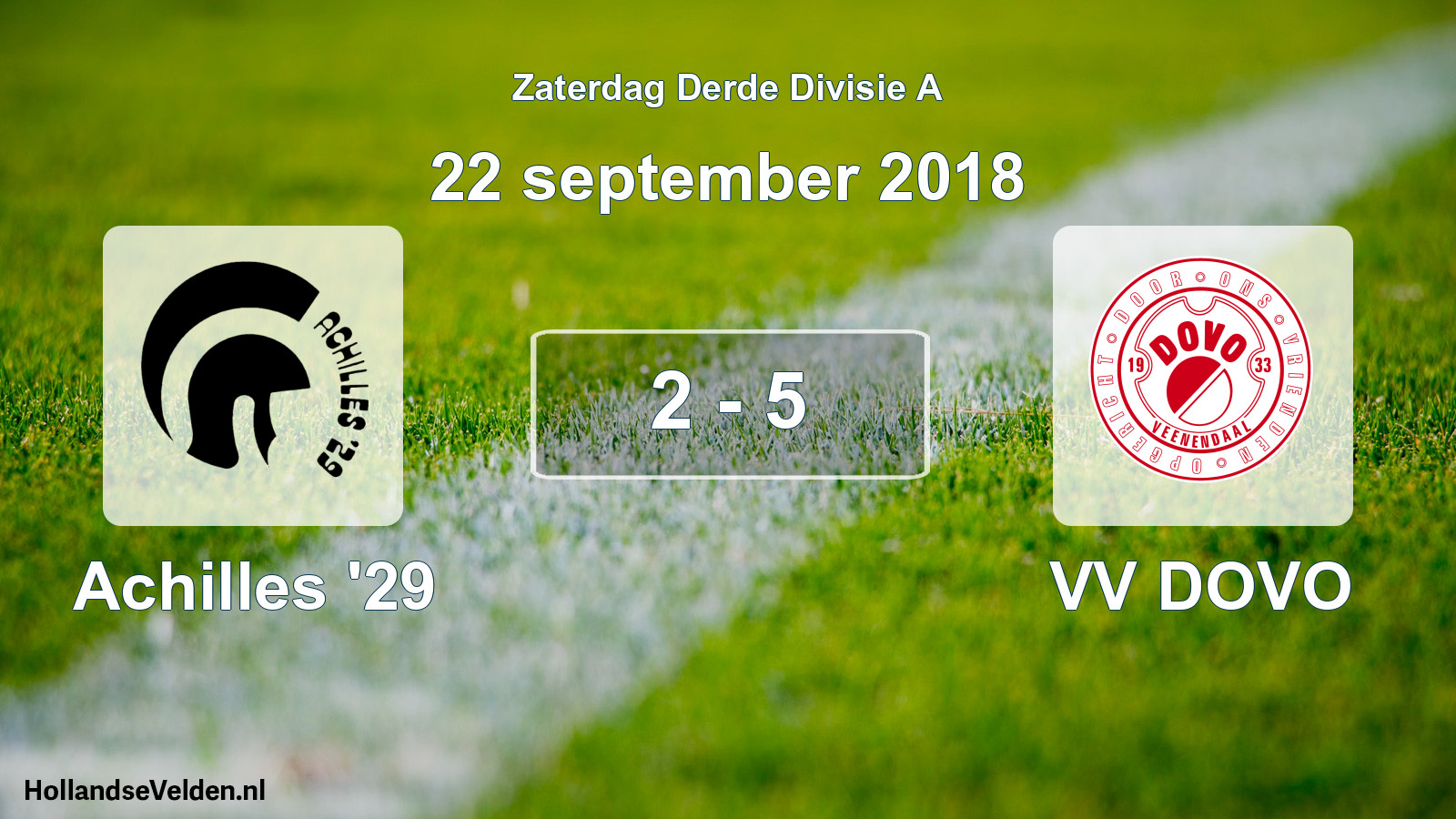 Total number of matches played: Achilles '29 - VV DOVO 2 - 5 (22 September 2018)