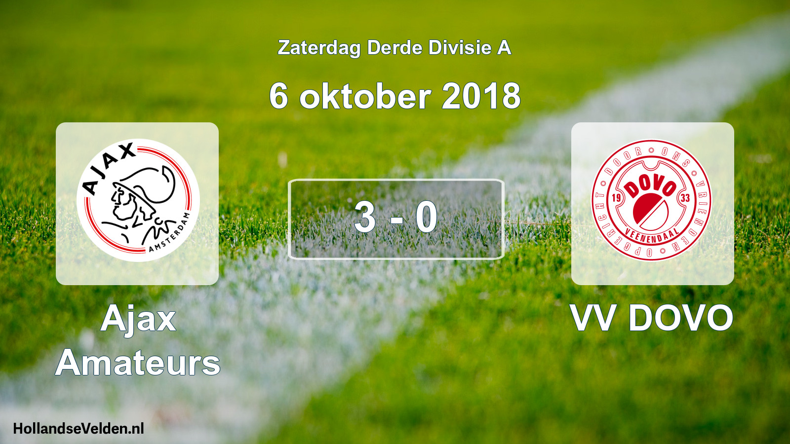 Total number of matches played: Ajax Amateurs - VV DOVO 3 - 0 (6 October 2018)
