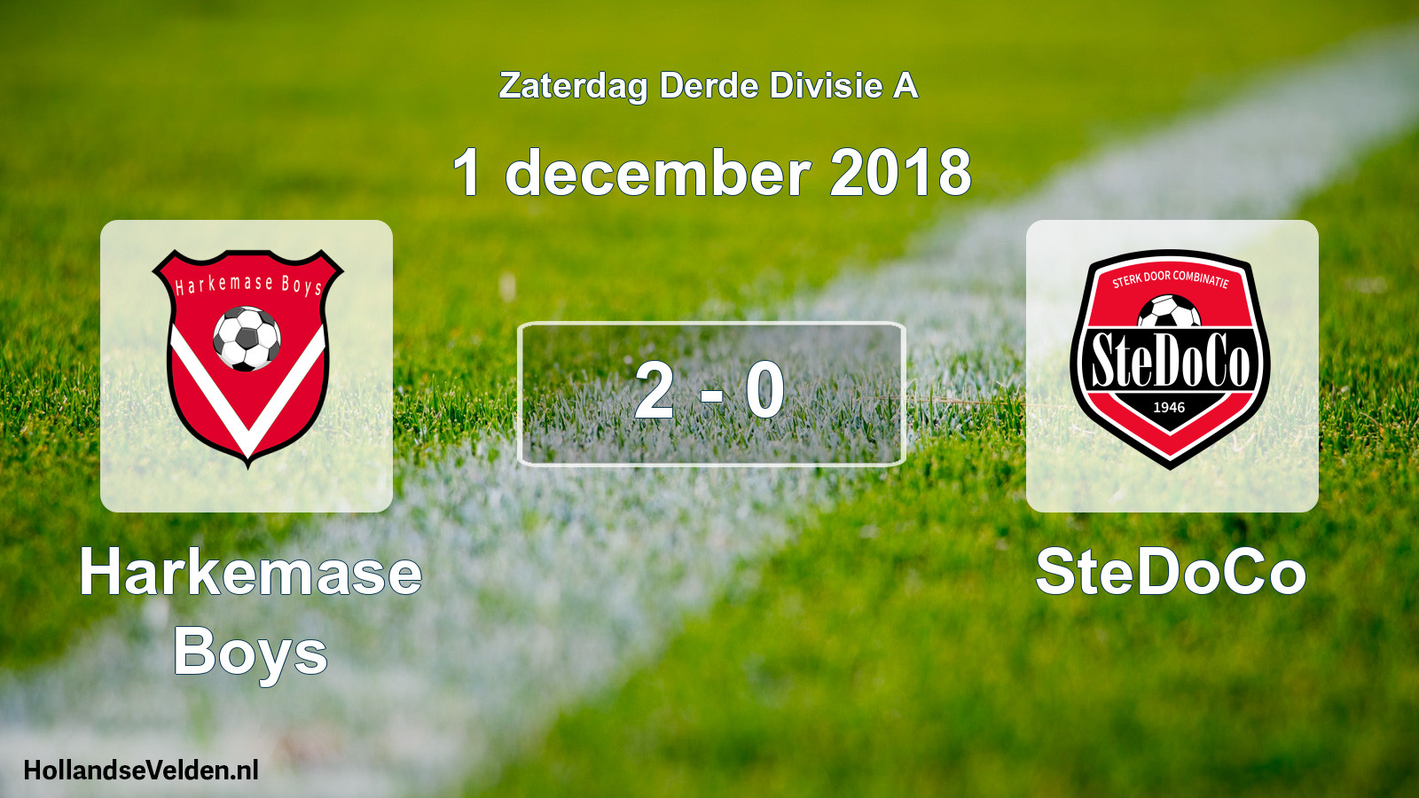 Total number of matches played: Harkemase Boys - SteDoCo 2 - 0 (1 December 2018)