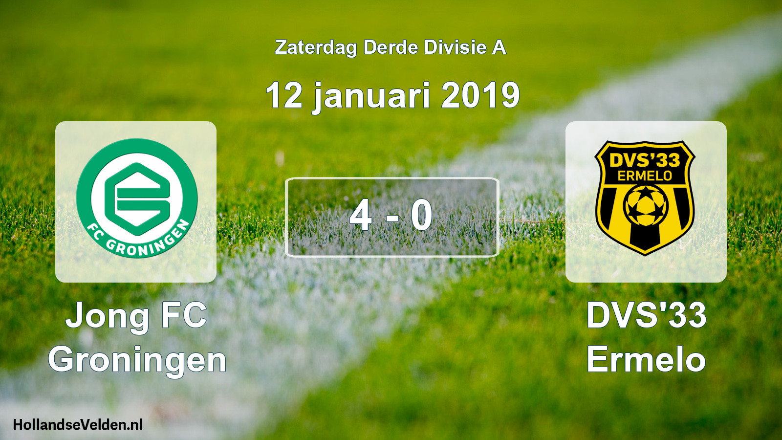 Total number of matches played: Jong FC Groningen - DVS'33 Ermelo 4 - 0 (12 January 2019)
