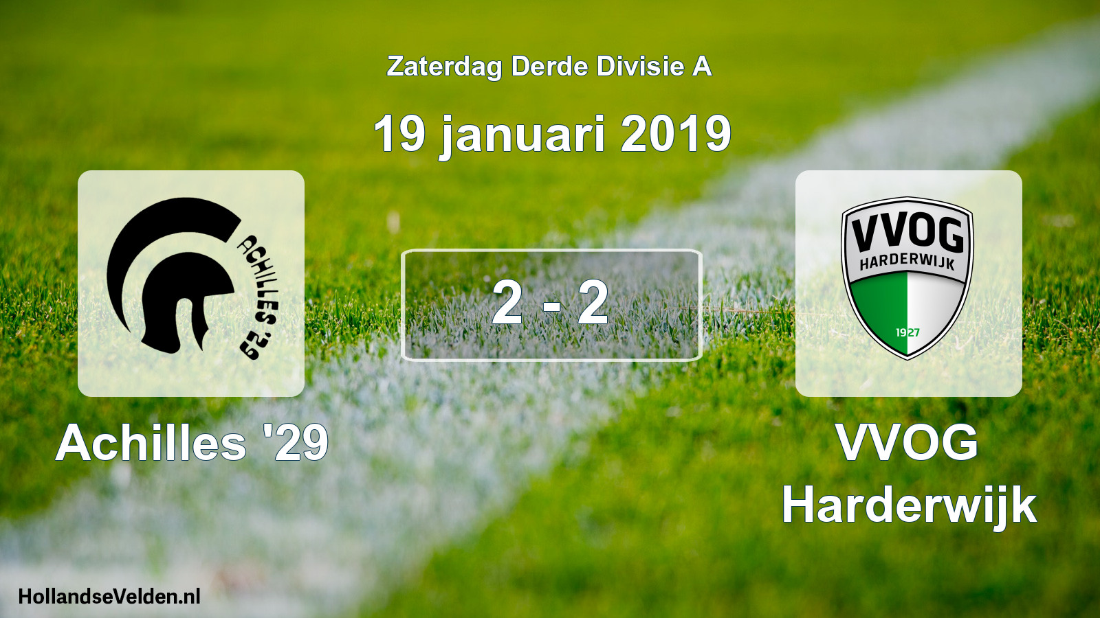 Total number of matches played: Achilles '29 - VVOG Harderwijk 2 - 2 (19 January 2019)