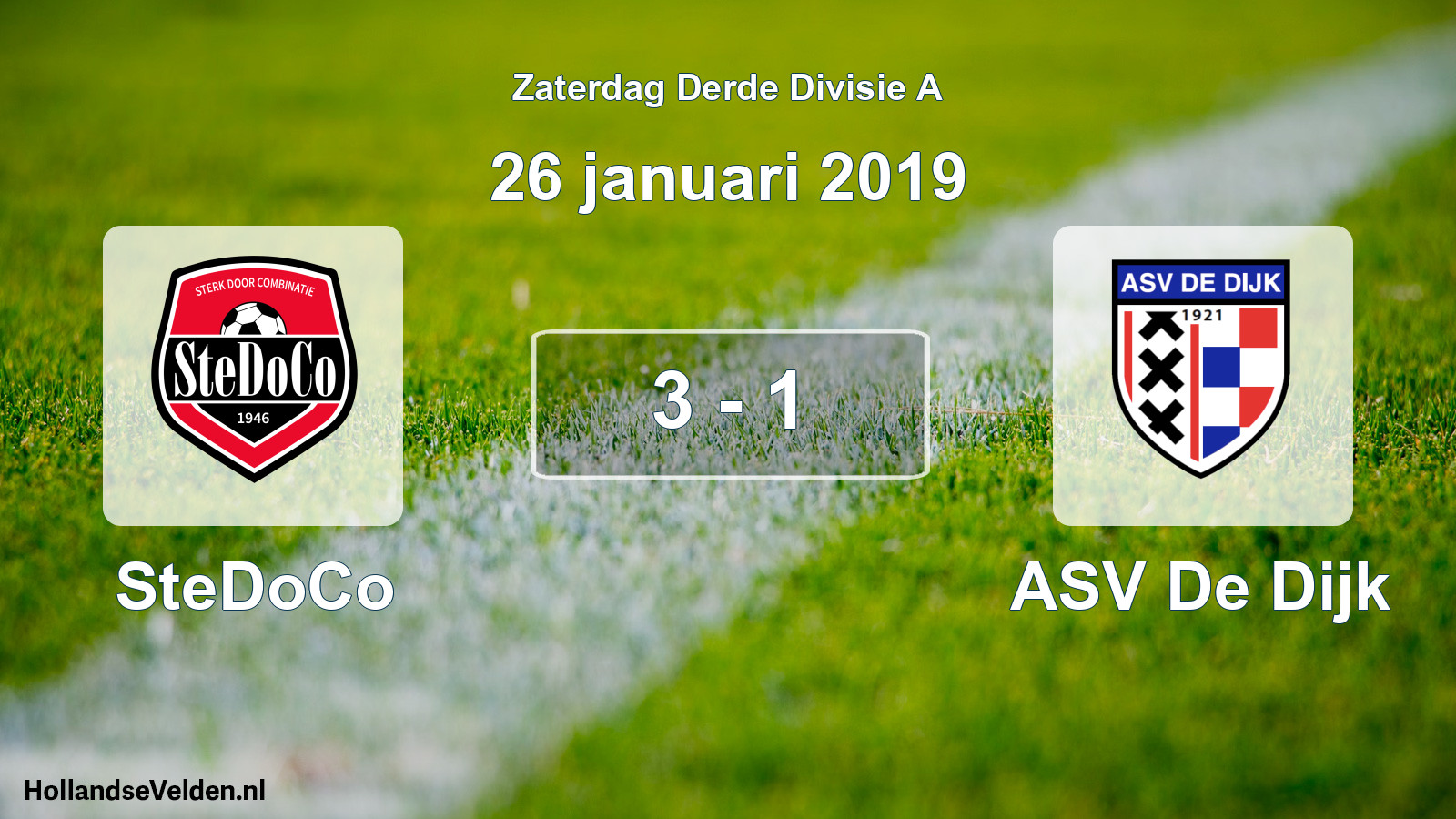 Total number of matches played: SteDoCo - ASV De Dijk 3 - 1 (26 January 2019)