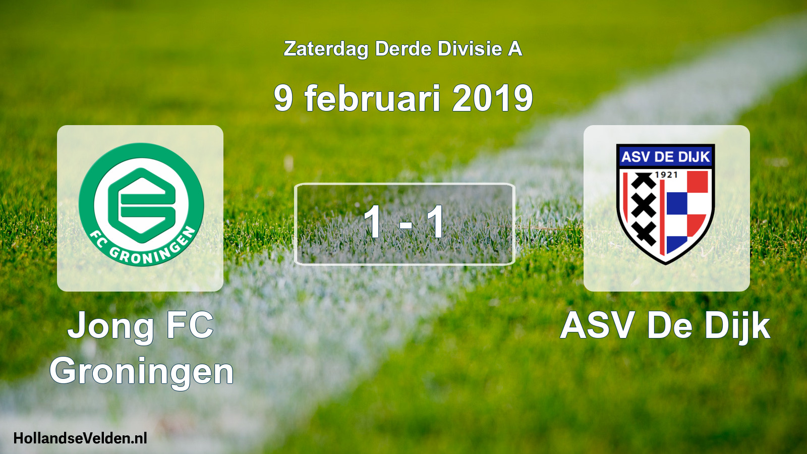 Total number of matches played: Jong FC Groningen - ASV De Dijk 1 - 1 (9 February 2019)