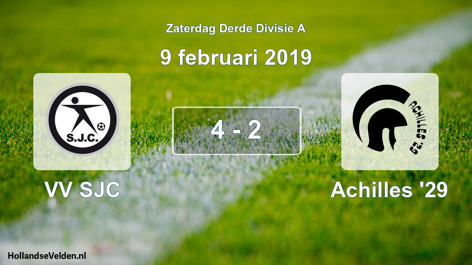 Total number of matches played: VV SJC - Achilles '29 4 - 2 (9 February 2019)