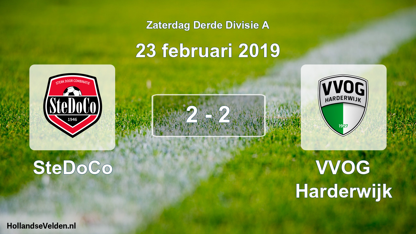 Total number of matches played: SteDoCo - VVOG Harderwijk 2 - 2 (23 February 2019)