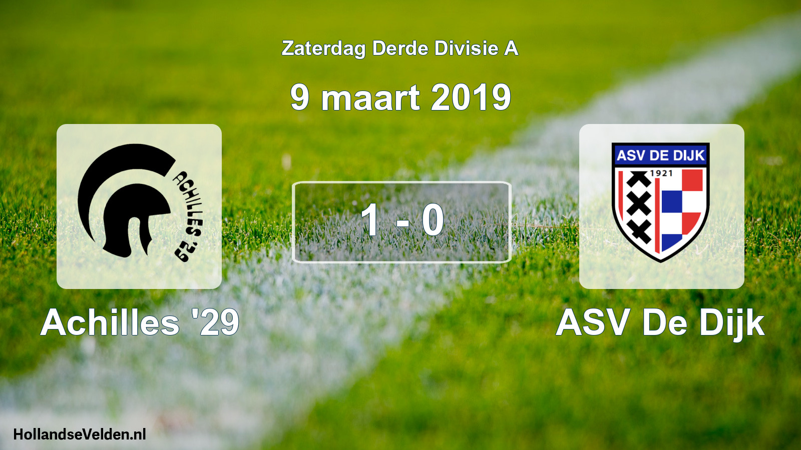 Total number of matches played: Achilles '29 - ASV De Dijk 1 - 0 (9 March 2019)
