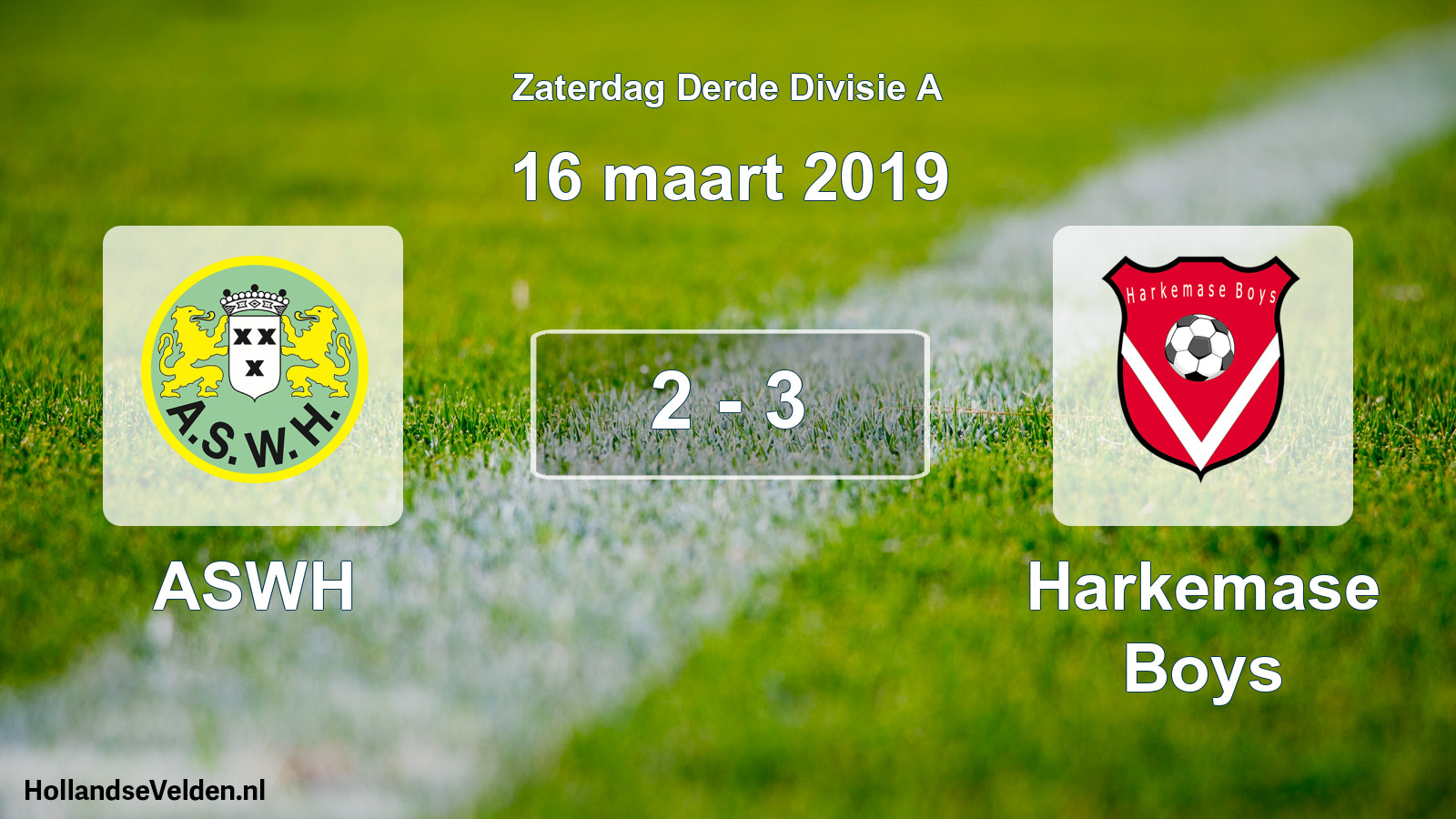 Total number of matches played: ASWH - Harkemase Boys 2 - 3 (16 March 2019)