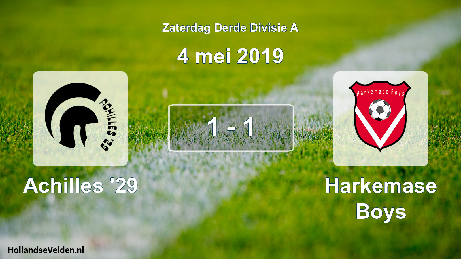 Total number of matches played: Achilles '29 - Harkemase Boys 1 - 1 (4 May 2019)