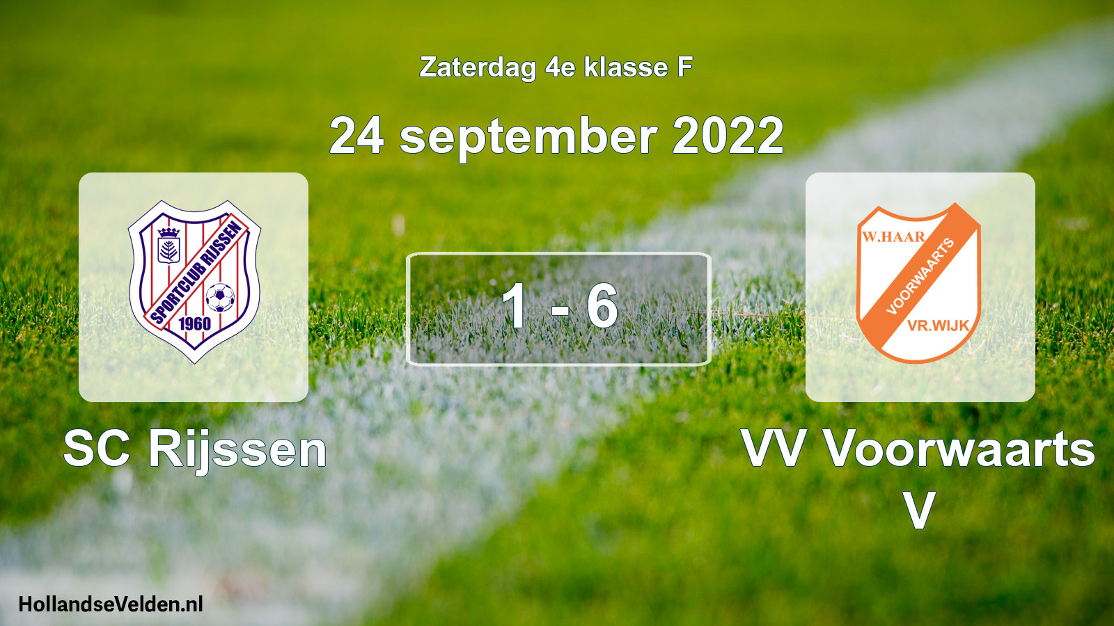 Total number of matches played: SC Rijssen - VV Voorwaarts V 1 - 6 (24 September 2022)