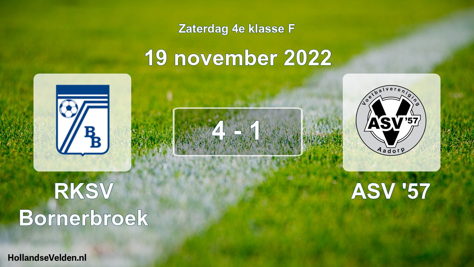 Total number of matches played: RKSV Bornerbroek - ASV '57 4 - 1 (19 November 2022)