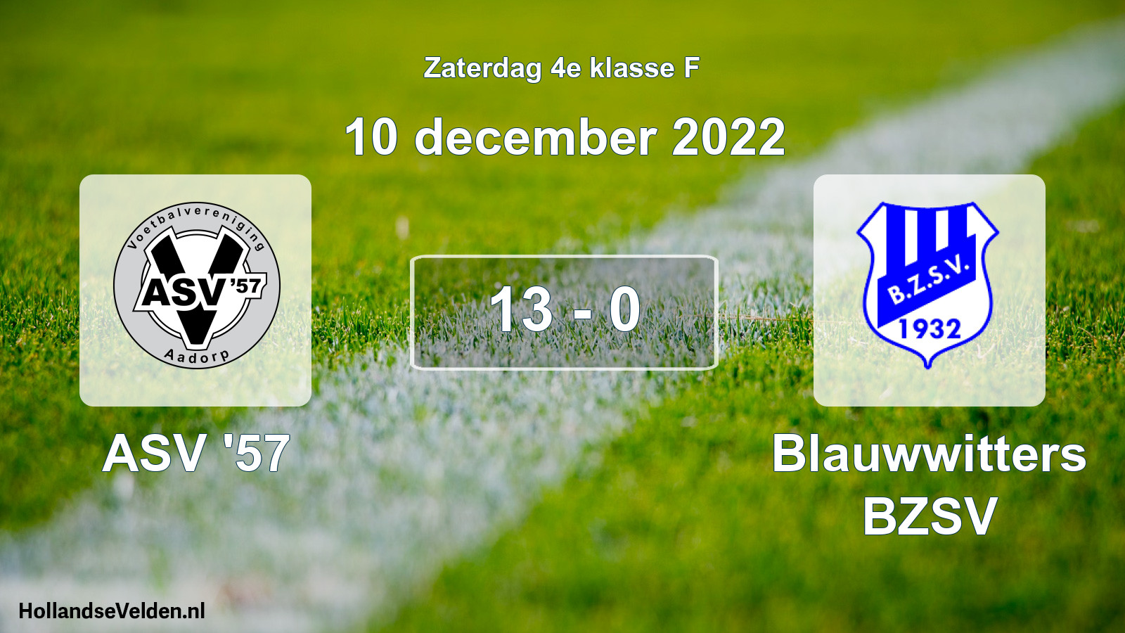 Total number of matches played: ASV '57 - Blauwwitters BZSV 13 - 0 (10 December 2022)