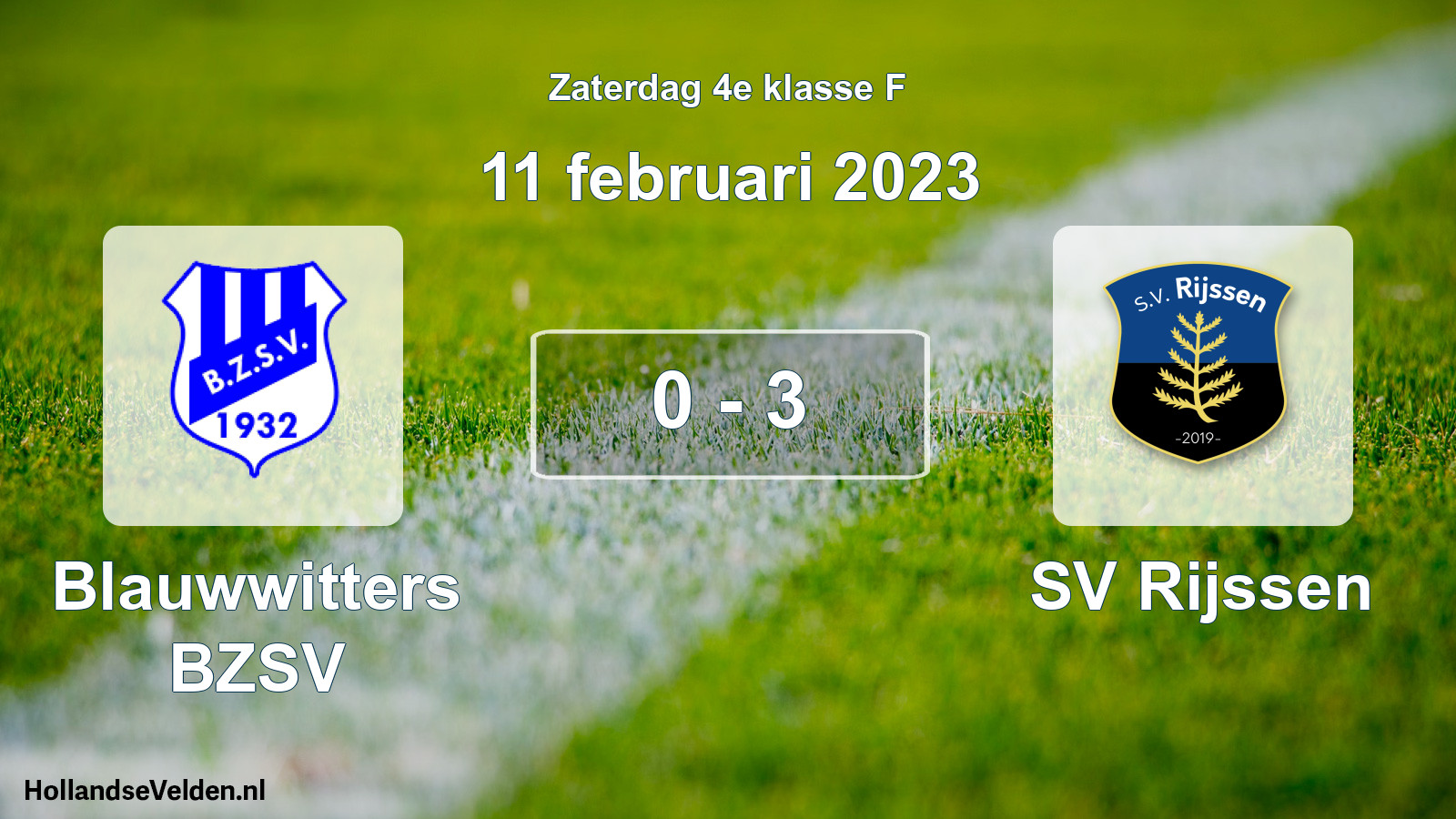 Total number of matches played: Blauwwitters BZSV - SV Rijssen 0 - 3 (11 February 2023)