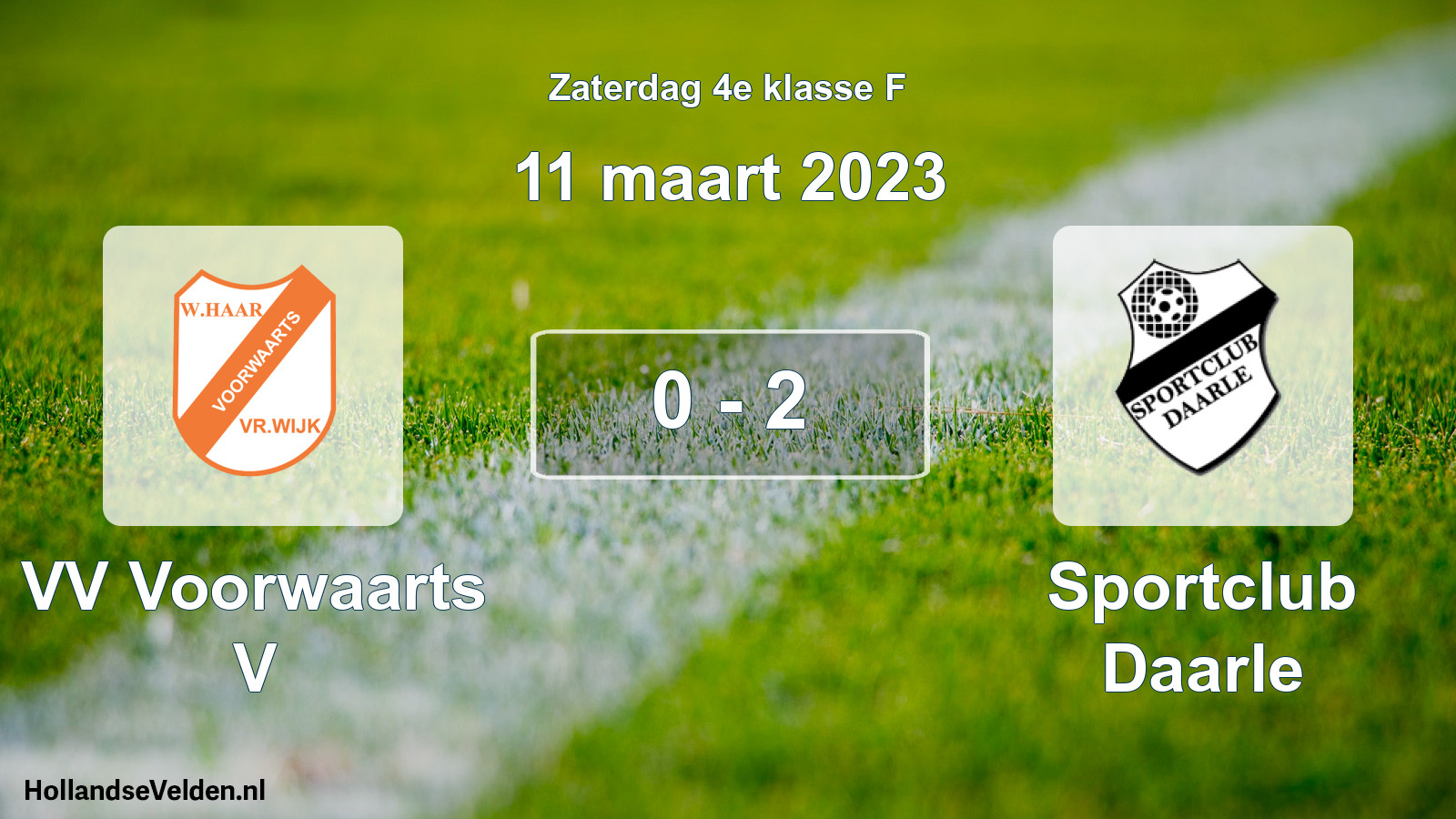 Total number of matches played: VV Voorwaarts V - Sportclub Daarle 0 - 2 (11 March 2023)