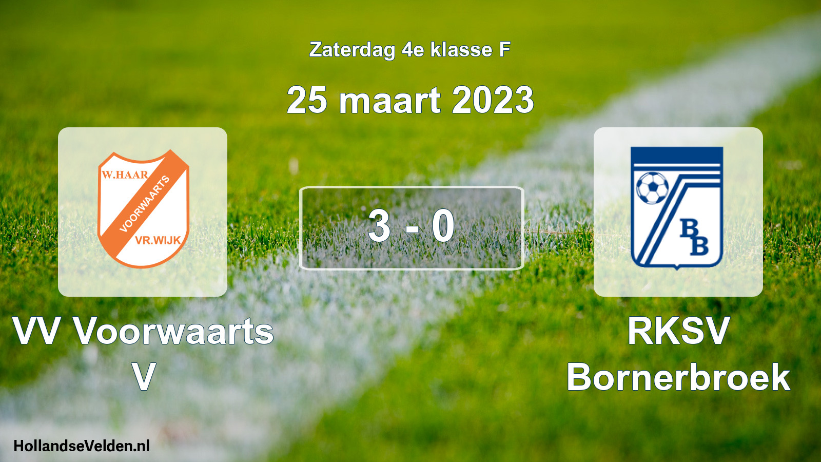 Total number of matches played: VV Voorwaarts V - RKSV Bornerbroek 3 - 0 (25 March 2023)