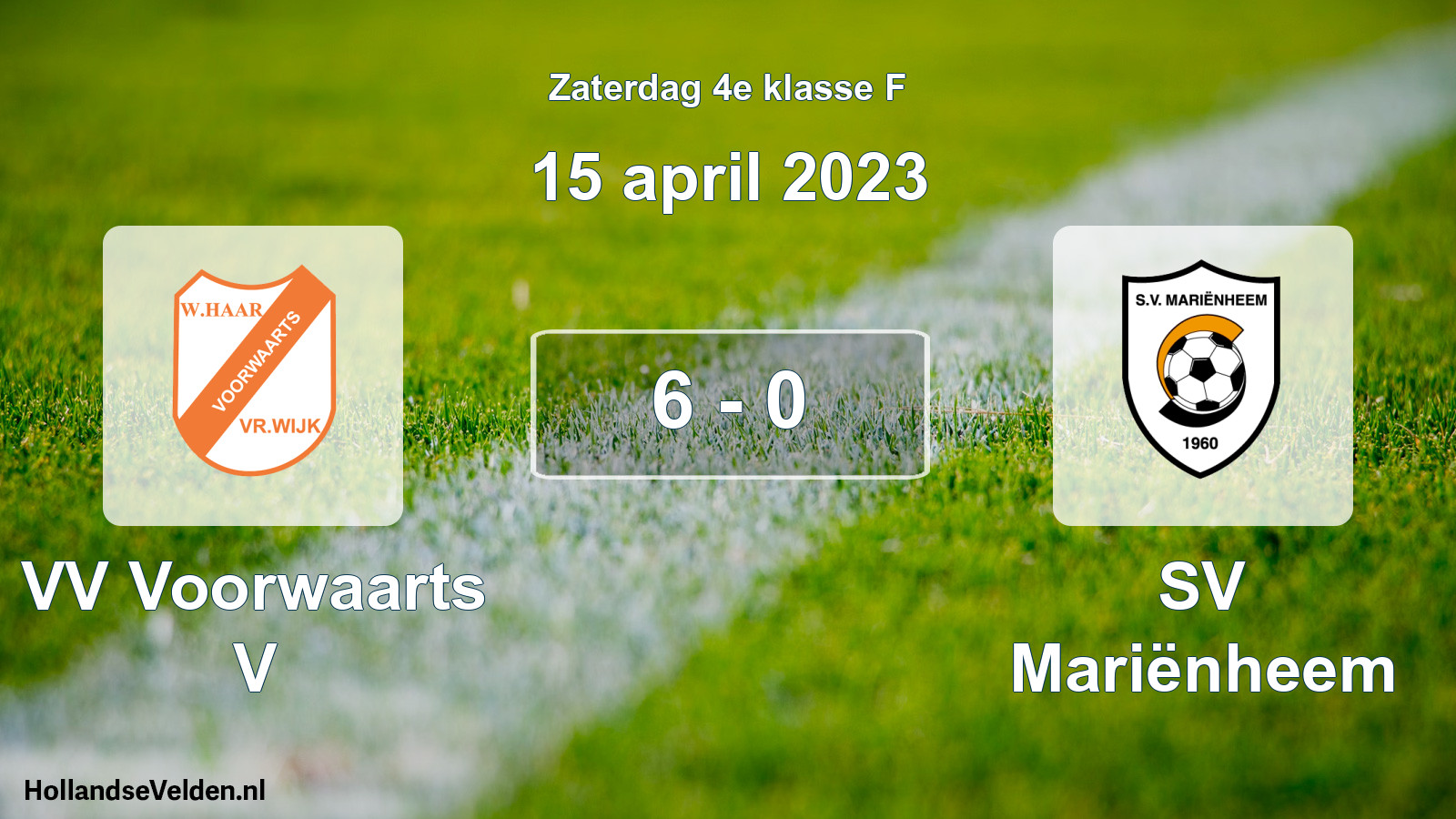 Total number of matches played: VV Voorwaarts V - SV Mariënheem 6 - 0 (15 April 2023)