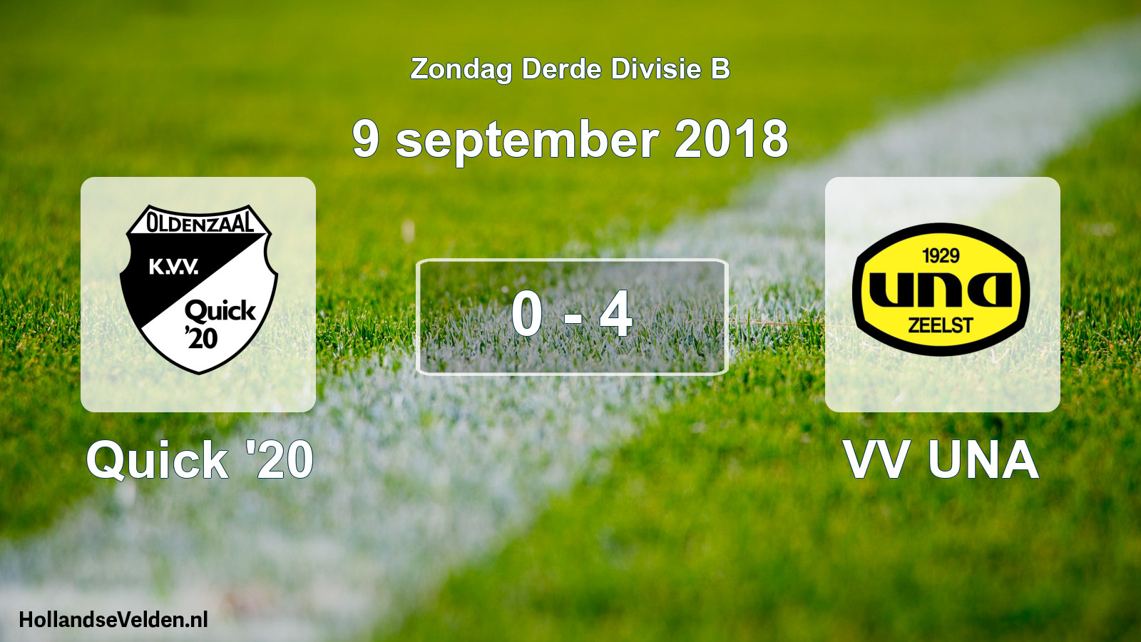 Total number of matches played: Quick '20 - VV UNA 0 - 4 (9 September 2018)