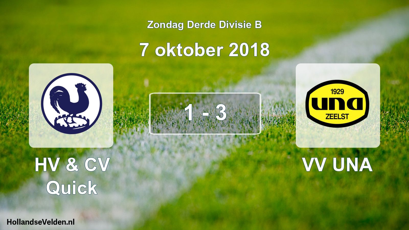 Total number of matches played: HV & CV Quick - VV UNA 1 - 3 (7 October 2018)