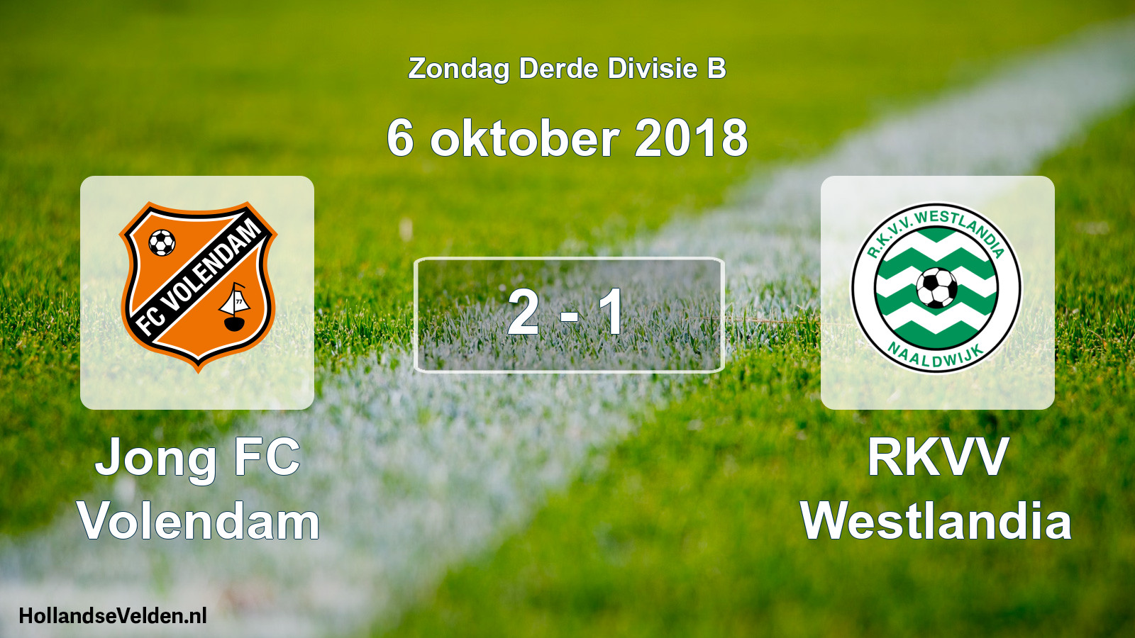 Total number of matches played: Jong FC Volendam - RKVV Westlandia 2 - 1 (6 October 2018)