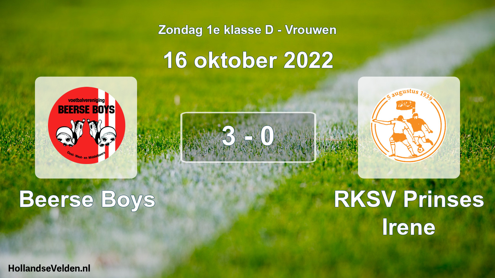Gespeelde wedstrijd: Beerse Boys - RKSV Prinses Irene 3 - 0 (16 oktober 2022)