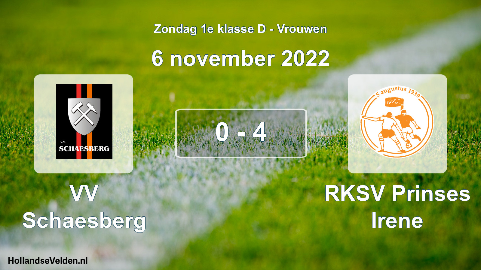 Gespeelde wedstrijd: VV Schaesberg - RKSV Prinses Irene 0 - 4 (6 november 2022)